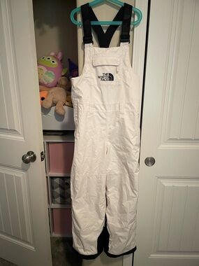 The North Face White Kids Snow Bib with Black Straps